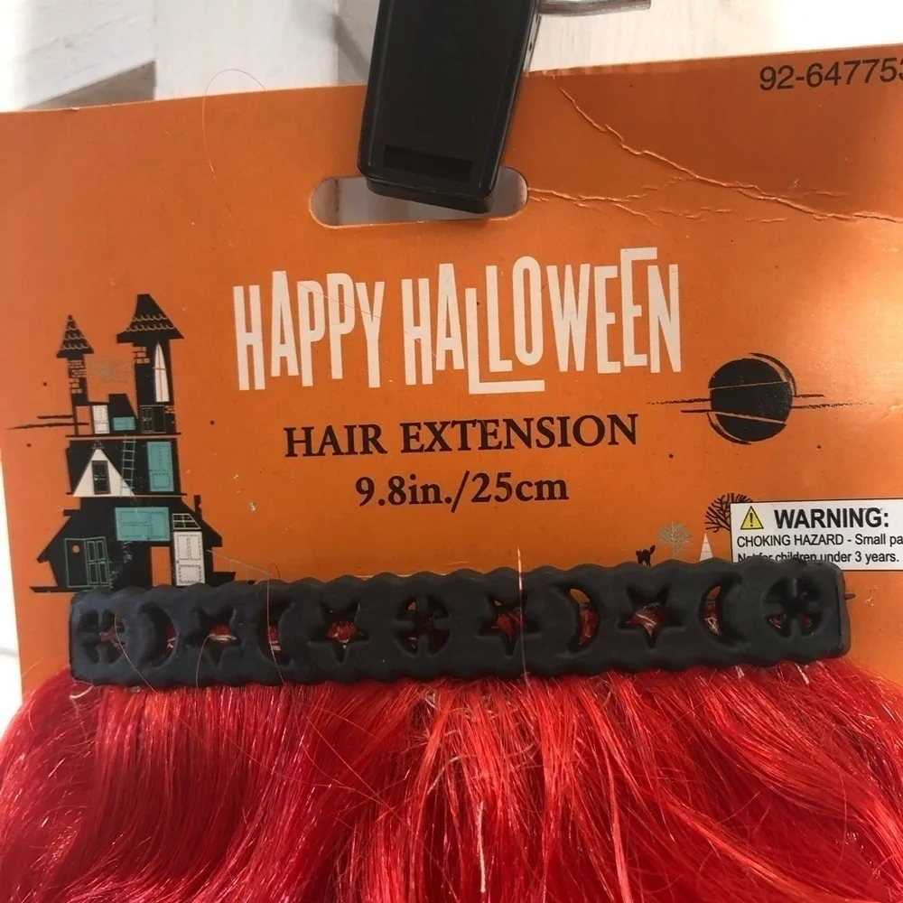 NWT Halloween red hair curly extension costume accessory with hair clip attached